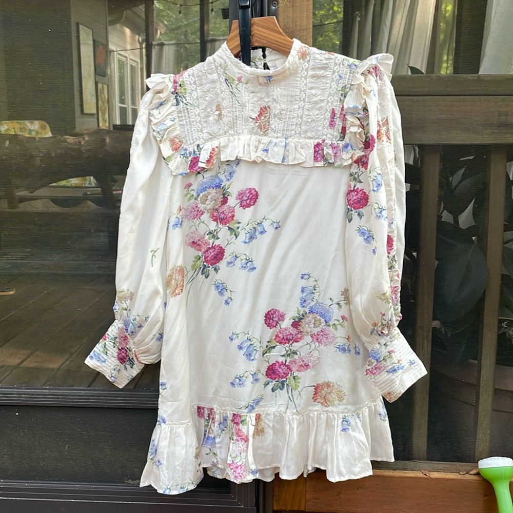 Floral Lace Ruffle Mini Dress